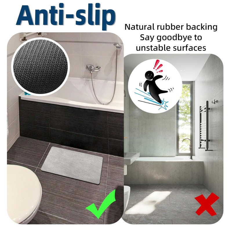 LEEGAWU Bath Mat-Rubber Backing Non SlipThin Bathroom Rugs Fit Under