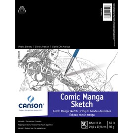 Canson Artist Series Comic Manga Sketch Pad, 8.5" x 11", Fold-Over Cover, 50 Sheets (100510879)