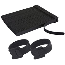 120 PCS Reusable Cable Ties with Hook and Loop, Multi-purpose Adjustable 8 Inch Cable Management Wire Ties Cable Straps for Organizing Home, Office and Data Centers (Black)