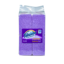 Fabuloso Sponges Purple 12 CT | Purple Scratch-Free Sponges for Dishes and Surfaces | 12 Purple Dishwashing Sponges from Fabuloso for Bold and Bright Cleaning Experience