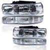 G-PLUS Headlights Assembly, Compatible with Chevy Silverado 1999-2002/Fit Suburban Tahoe