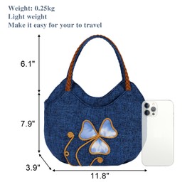 ArtsEye Canvas Handbag with Handle Zipper Cute Tote Bag for Women Floral Purses Lunch Bag, Clover leaf