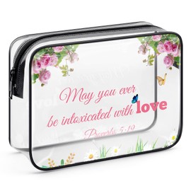 Christian Wedding Gifts for Women Marriage Prayer Makeup Bag Religious Anniversary Valentine's Day Gift for Friends Sister Daughter Bridal Shower Gifts Clear Cosmetic Bag Inspirational Spiritual Gifts