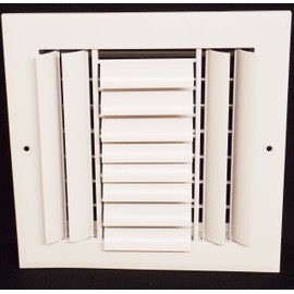 14" x 6" - 3-Way Air Vent - Adjustable Aluminum Curved Blades - Maximum Air Flow - HVAC Grille