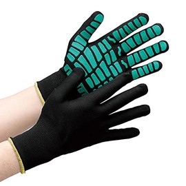 Midori Anzen MHG134 High Grip Anti-Slip Gloves, For Work, High Grip, Breathable, Black x Green, S, 1 Pair