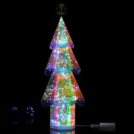 Prismatic Small LED Lighted Christmas Tree Decor,Twinkling Christmas Tree 8 Lighting Modes, for Indoor Table New Year Christmas Decorations