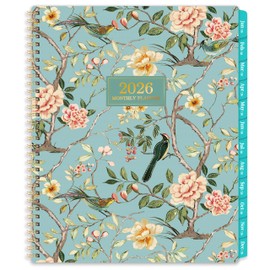 2026 Monthly Planner - 2026 Planner with Tabs, Monthly Planner/Calendar 2026, Jan. 2026 - Dec. 2026, 9" x 11", Strong Gold Twin-wire Binding, Back Pocket, Note Pages - Floral