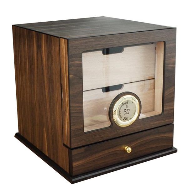 CIGAROL Small Cigar Humidor Cabinet with 2 Tiers & External