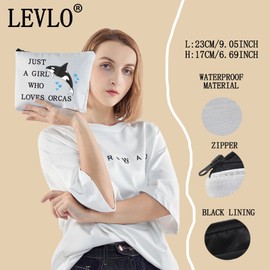 LEVLO Funny Killer Whale - Bolsa de cosméticos para amantes de los animales, regalo Just A Girl Who Loves Orcas, Who Loves Orcas
