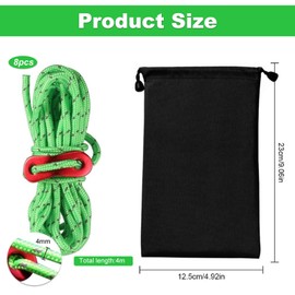 8Pcs Tent Guy Ropes, 4mm/13 Feet Guy Ropes with Storage Bag(Green)