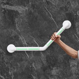 Bath Handle for Seniors,Handle Bars for the Bathroom,Rutschfest Sicherheitsgriff mit Fluoreszenz,Haltegriff Dusche Edelstahl,Treppenhandlauf Badezimmer Dusche(weiß, 45x45cm)