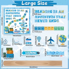 Reading Travel Bulletin Board Decorations Set Blue Reading is an Adventure Bulletin Board Classroom Decorations Motivational Signpost Paper Cutouts for Back to School Library Chalkboard Wall Decor