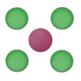 Vebere 2.5 Inch Small Air Table Hockey Pucks 4 Green and 1 Pink