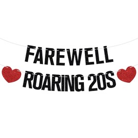 Farewell Roaring 20s Banner - Farewell Sweeet Youth, Death to My Twenties Sign, Dirty Thirty, RIP to My 20s, Funny 30th Birthday Party Decorations Supplies, Black Glitter