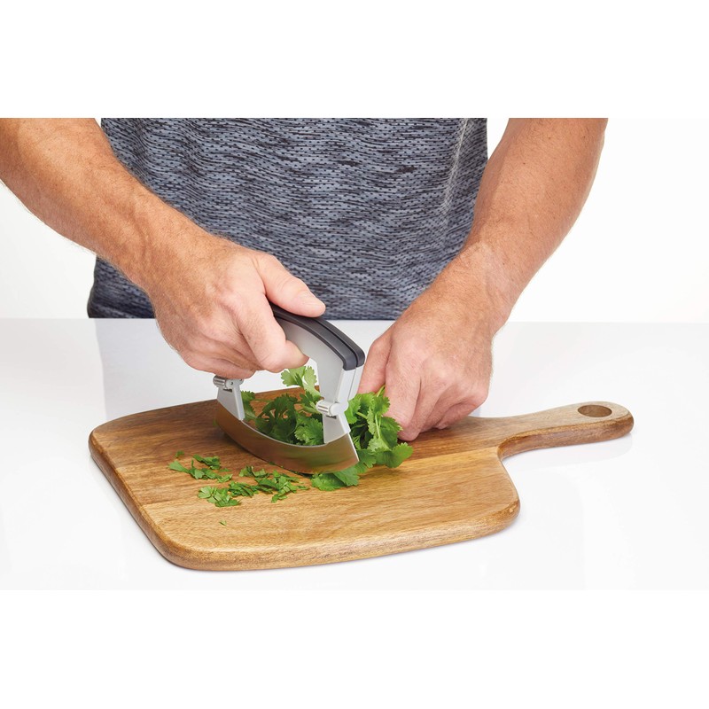 MasterClass Smart Space Folding Mezzaluna Herb Chopper, Stainless Steel/Plastic, Grey,