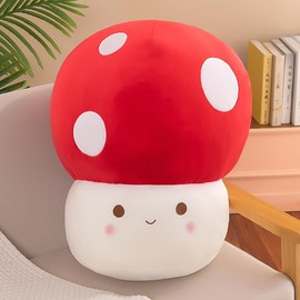 YideOtmz Cute Mushroom Stuffed Plush Toy, Red 3D Soft Mushroom Plush Plushie, 15.7‘’ Mushroom Hugging Plush Pillow, Gift for Girls Boys Home Decor Christmas Valentines Party