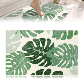 Calkkrer Non-slip Bath Mat Green, 50 x 80 cm Bathroom Rug, Washable Small Carpet for Shower, Bathtub, Indoor Door, Decoration, Bath Mat