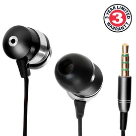 GOgroove AudiOHM HF Earbud Headphones with Mic, Deep Bass, & Comfortable Ear Gels (Black) in-Ear Earphones Featuring Noise Isolating Design, Durable Alloy Driver Housing, Ergonomic Angled Fit