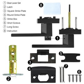 RAZCC Privacy Door Levers, 5 Pack Matte Black Door Handles, Bed and Bath Door Locksets Heavy Duty Keyless Interior Handles, Reversible for Left Right Handed Doors