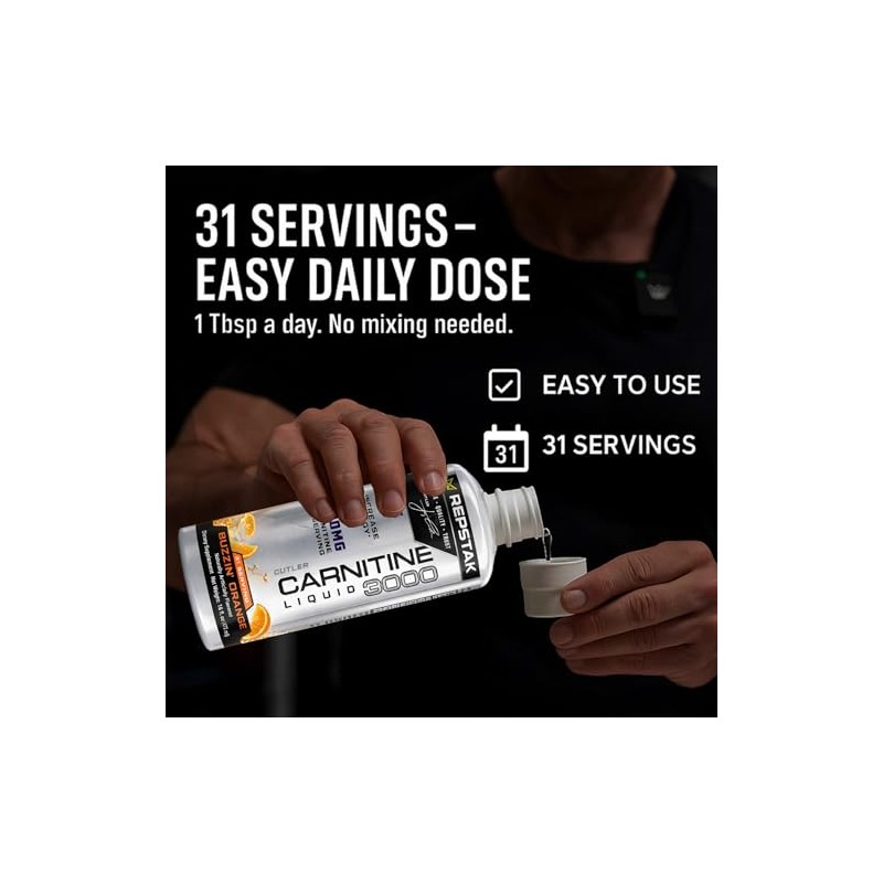 Liquid L-Carnitine 3000mg Blend, Buzz'in Orange Flavour, Triple-Source Carnitine with
