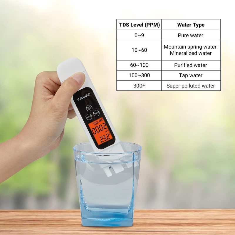 TDS Meter Digital Water Tester, INKBIRD Professional Electronic 3-in-1 TDS,