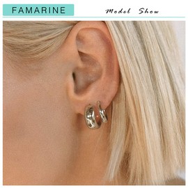 FAMARINE 2 Pairs Silver Hoop Earrings for Women Gift, Fashion Minimalist Dainty Hoop Earrings Lightweight Hoops Women Girls