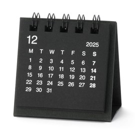 MUJI 84854125 2026 Desktop Mini Calendar, December 2025 - December 2026, Starts Monday, Black, Approx. 2.4 x 2.4 inches (60 x 60 mm), For Tabletops