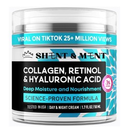 SHENT & MENT Moisturising Face Cream for Face, Neck and Décolleté, Collagen, Retinol and Hyaluronic Acid, Day and Night, Anti-Aging for Women and Men, Skin Tightening and Recovery, 50
