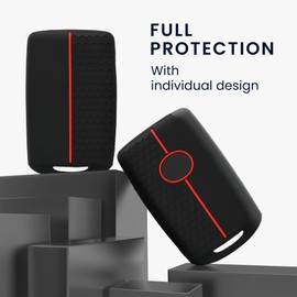 kwmobile Car Key Cover Compatible with Mazda 3-Button CX30 CX50 CX60 CX90 MX-30 Key Cover - Silicone Protective Car Key Fob Case - Black/Red