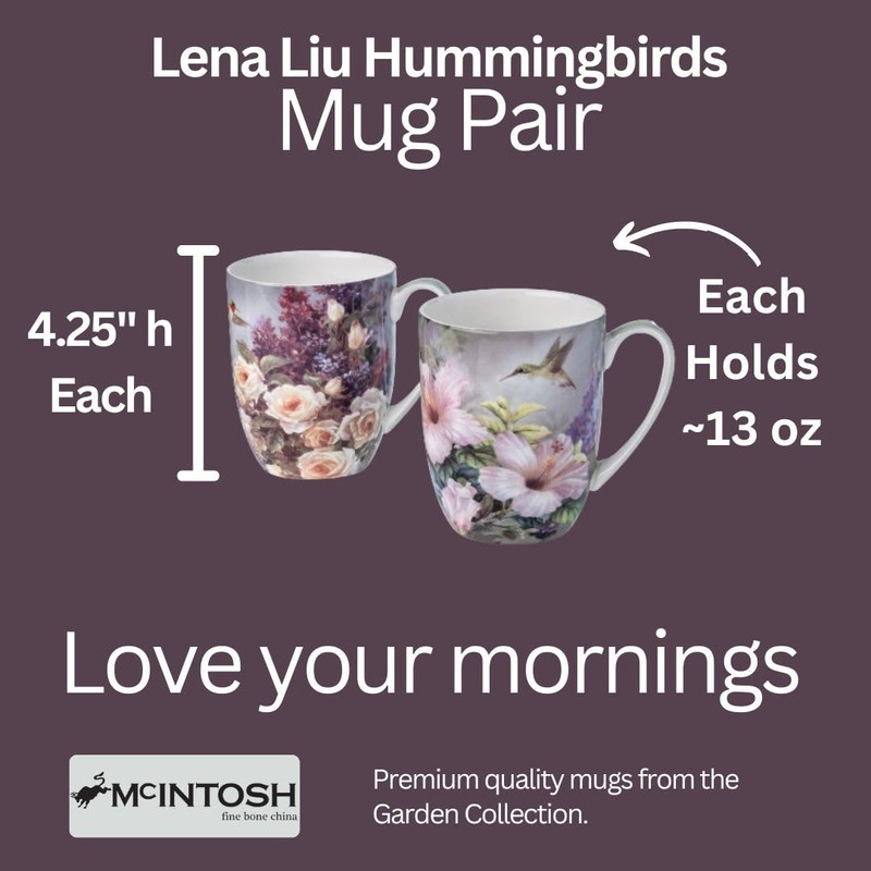 McIntosh Lena Liu Hummingbirds Set of 2 Fine Bone China