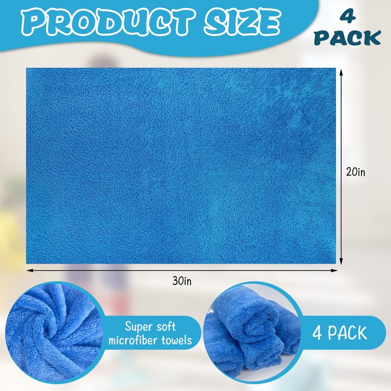 CODOHI 4 Pcs Extra Large Microfiber Cleaning Cloth, 30"x20" Washable