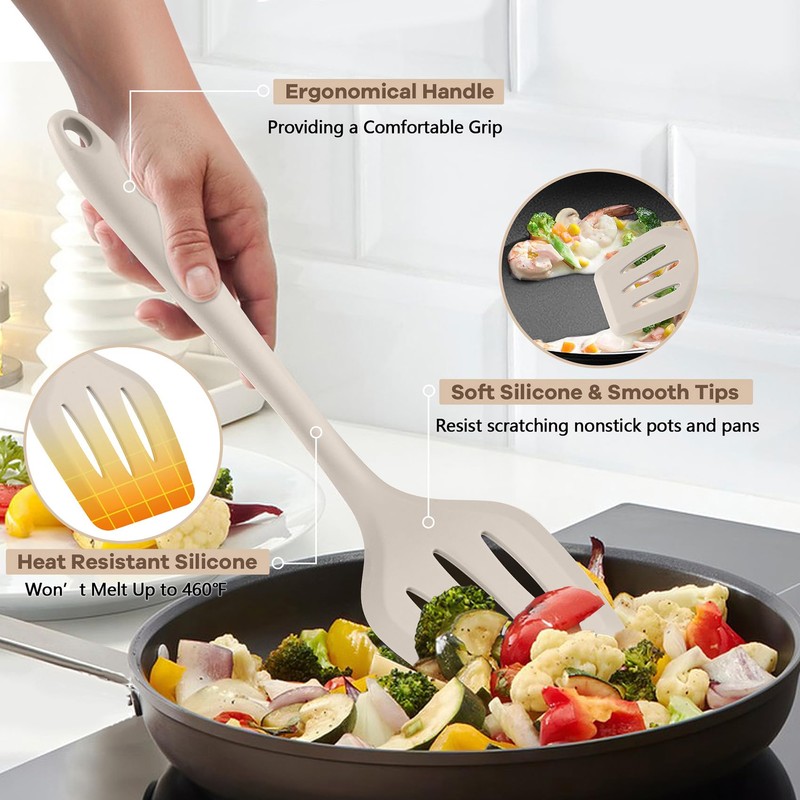TeamFar Kitchen Cooking Utensils, 10 pcs Silicone Cooking Utensils Set,
