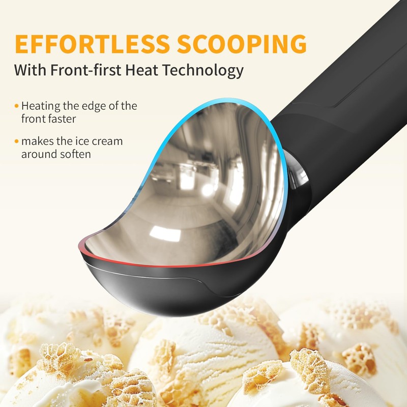 Heated Ice Cream Scoop, Electric Scooper for Hard IceCream, Self