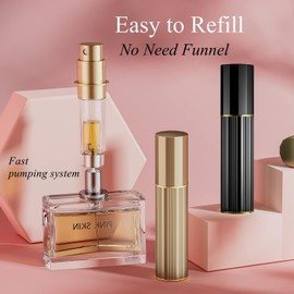 Aurdox Parfümzerstäuber, nachfüllbare und tragbare Parfümflasche für Reisen, 5 ml, kleine Sprühflaschen mit Bodenpumpe, Spender für Damen und Herren, auslaufsicher und luxuriöses Design (Schwarz und