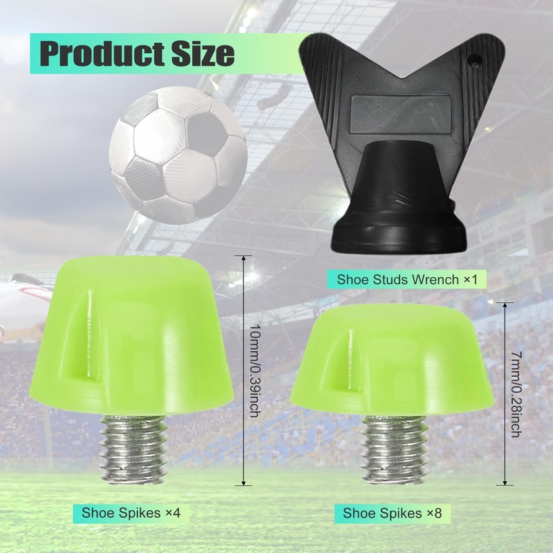 Sharplace 12 Pcs Football Boot Spikes Screw In Cleats, Green
