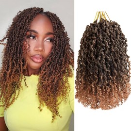 14 Inch Pre-Looped Yanky Twist Crochet Hair, 30 Strands/Pc, Mini Passion Twists, Senegalese Braiding Hair (T30, 8 Pcs/Pack)