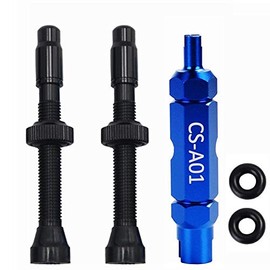 Tubeless 36mm / 44mm / 60mm Valve Stem Kit | Bike Tubeless Presta Valve Stem with Valve Core Remover Tool - Alloy Presta Valve Stem Caps- Super Light Alloy - Pair - Choose Color/Size (Black -60mm)