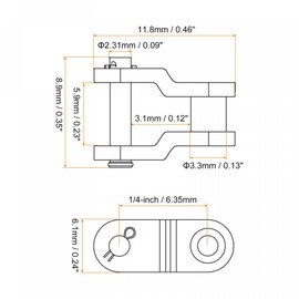 sourcing map 6Pcs #25 Chain Offset Half Link Roller, 1/4" Pitch Carbon Steel, Standard Chain End Connector Split Links for 04C Chain