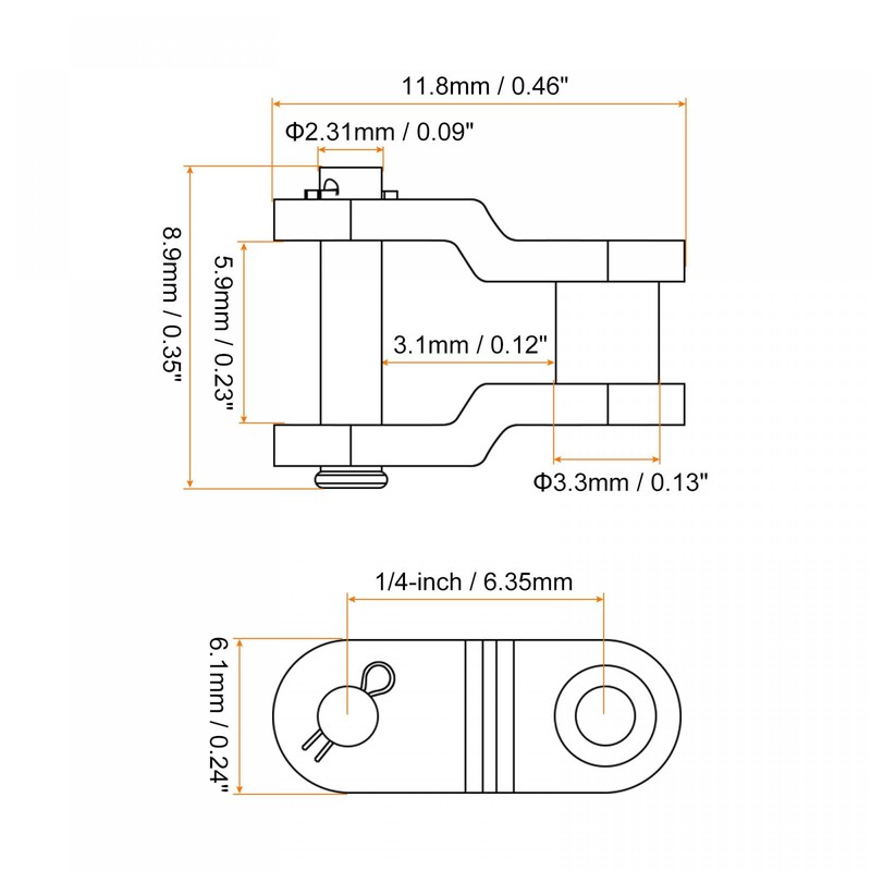 sourcing map 6Pcs #25 Chain Offset Half Link Roller, 1/4"