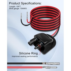 TIKSCIENCE Weatherproof Solar Cable Entry Gland Entry Housing Solar Junction Box Fit for RV Boat, Camper, Van, Building, Garage, Shack, with 10Ft 10AWG Solar Extension Cable Connector