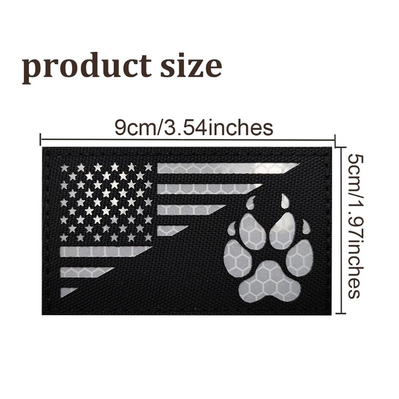 IR Reflective Service Dog Patch US Flag Tactical Dog Paw