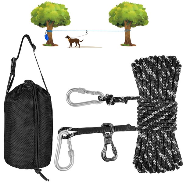 XiaZ Dog Camping Leash, 50ft Portable Overhead Trolley System for