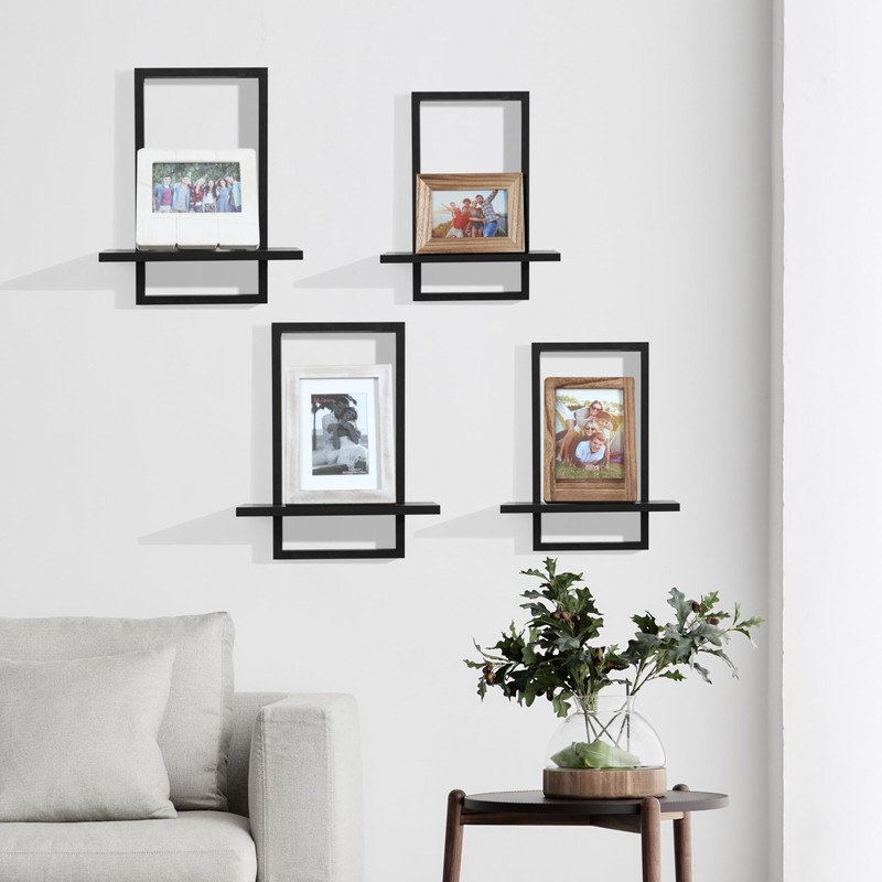 PHOENANCEE Square Floating Shelves,Wall Plants Holder,Bathroom Wall Decor,Framed Decorative Shelf