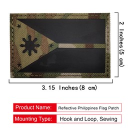 EmWoot 2PCS Philippines Philippine Flag Patches IR Infrared Reflective Laser Cut Tactical Morale Patch Hook and Loop(CP)
