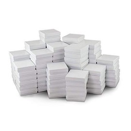 888 Display USA, Inc - 100 Qty Glossy White Cotton Filled Boxes - 3 1/4" x 2 1/4" x 1" - for Gifts/Merchandise/Jewelry/All Occasions
