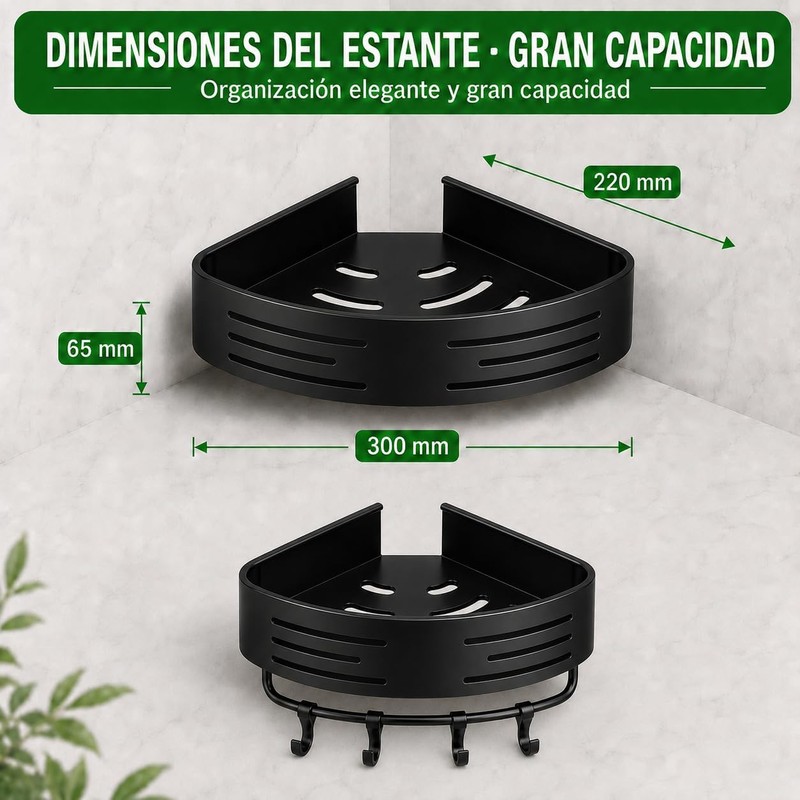 HAWOO Repisas para Baño Esquinero 2 Pack Sin Taladros