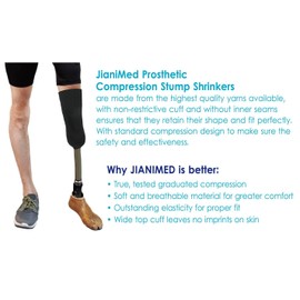 JianiMed Prosthetic Stump Shrinkers–Below Knee, 55cm, Compression, Amputee Socks, 20-30, Daily use, Taiwan Excellence M