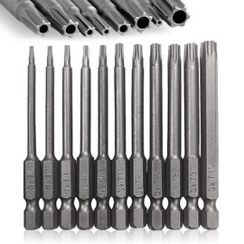 75mm Torx Screwdriver Bit Sets, T6-T40 Magnetic Screwdriver Bits Set S2 Steel 1/4" Star Hex Security Screwdrivers Drill Bits-11pcs