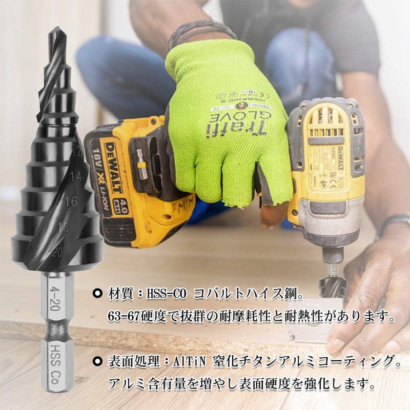 XMSSAA Hexagonal Drill Bit for Stainless Steel, Titanium Nitride Aluminum-Coated,