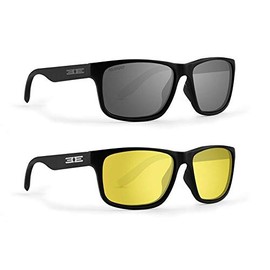 Epoch Eyewear 2 Pairs Delta Sunglasses Black Frame Polarized Smoke & Yellow Mirror Lenses